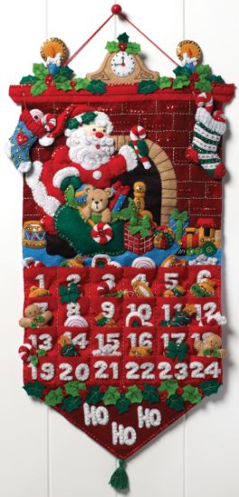 Picture of Must Be Santa Advent Calendar Felt Applique Kit 13"X25"
