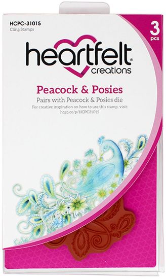 Picture of Heartfelt Creations Cling Rubber Stamp Set-Peacock & Posies