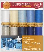 Picture of Gutermann Cotton 50 Holiday Thread Set - 10 Spools Collection 2 - Silver Metallic