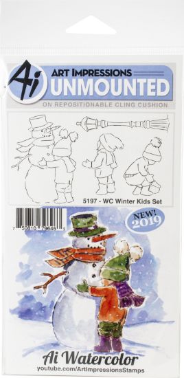 Picture of Art Impressions Watercolor Cling Rubber Stamps WC Winter Kids
