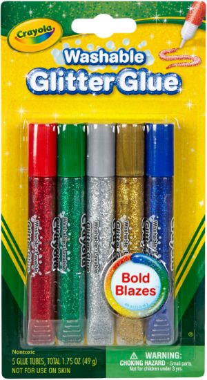 Picture of Crayola Washable Glitter Glue Pens .35oz Bold 5/Pkg