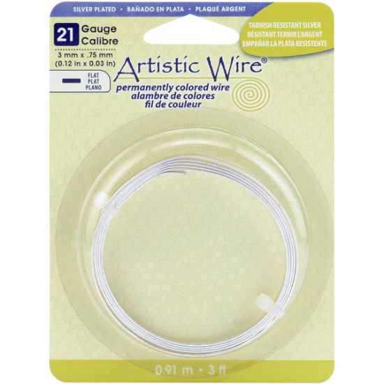 Picture of Artistic Wire Flat Silver-Plated - 21 Gauge, 3mmX.75mmX3'