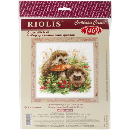 Picture of Hedgehogs In Lingonberries Counted Cross Stitch Kit 9.75"X9.75" 14 Count