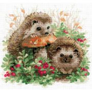 Picture of Hedgehogs In Lingonberries Counted Cross Stitch Kit 9.75"X9.75" 14 Count