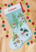 Picture of Dimensions Counted Cross Stitch Kit 16" Long Snowman Family Stocking (14 Count)