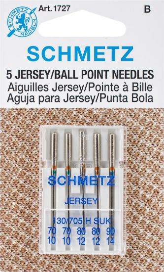 Picture of Ball Point Jersey Machine Needles Sizes 10/70 (2), 12/80 (2) & 14/90 (1)