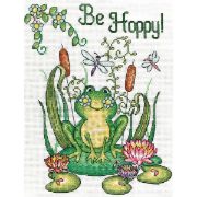 Picture of Be Hoppy (Frog) Counted Cross Stitch Kit 8"X10" 14 Count