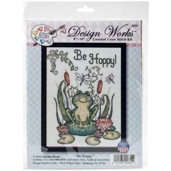 Picture of Be Hoppy (Frog) Counted Cross Stitch Kit 8"X10" 14 Count