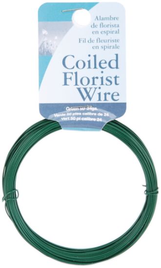 Picture of Coiled Florist Wire 24 Gauge 50' Green