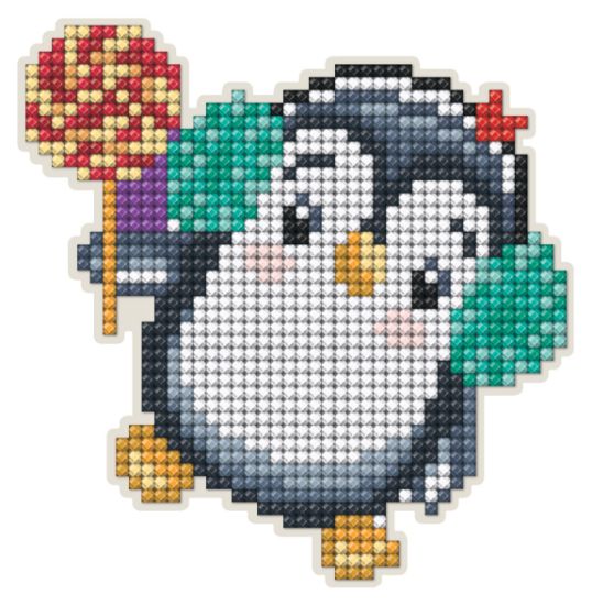 Picture of Collection D'Art Diamond Painting Magnet Kit 4.25"X4.5" Penguin With Earmuffs