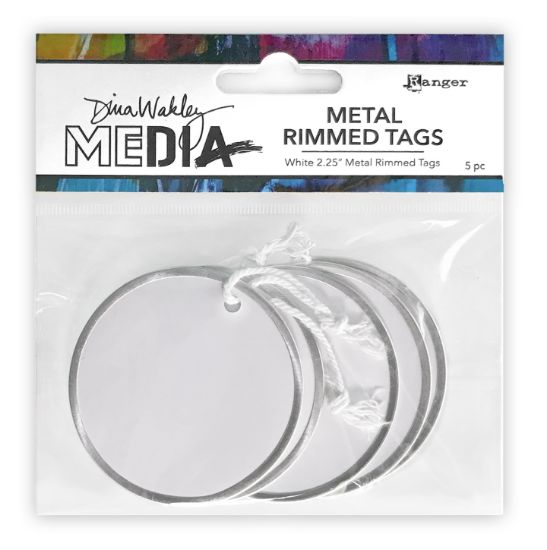 Picture of Dina Wakley Media Metal Rimmed Tags 2.25" 5/Pkg-White