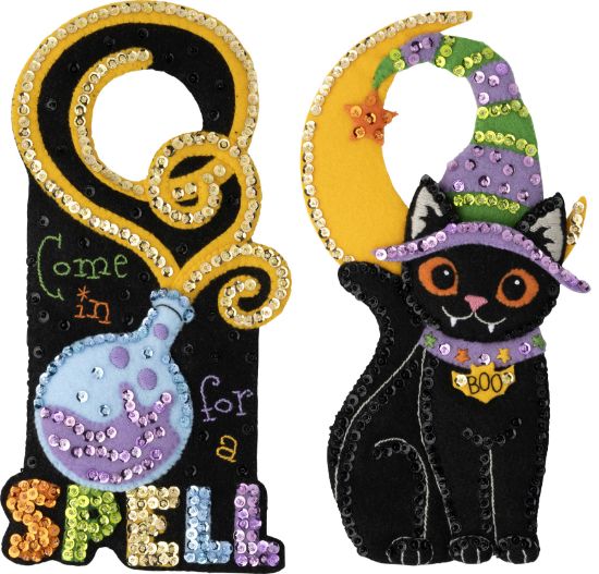 Picture of Bucilla Felt Door Hanger Applique Kit Set Of 2-Spellbound Greetings