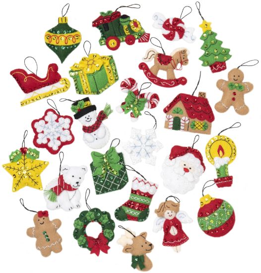 Picture of Bucilla Felt Ornaments Applique Kit Set Of 25 Christmas Minis 