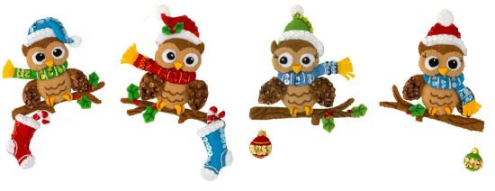 Picture of Bucilla Felt Ornaments Applique Kit Set Of 4 Christmas Owls