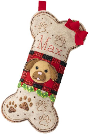 Picture of Bucilla Felt Stocking Applique Kit 18" Long Doggy Treat