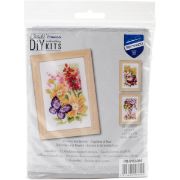 Picture of Butterflies & Flowers Miniatures Counted Cross Stitch Kit 2.5"X4" 18 Count