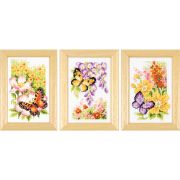 Picture of Butterflies & Flowers Miniatures Counted Cross Stitch Kit 2.5"X4" 18 Count