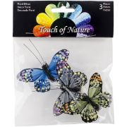 Picture of Butterflies W/Clips 2.5" 3/Pkg Blue, Olive & Gray