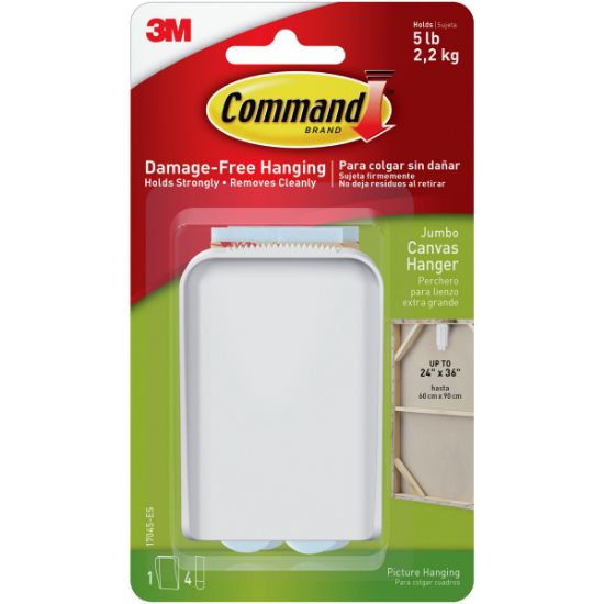 Picture of Command Jumbo Canvas Hanger 1/Pkg 1 White Hook & 4 Strips