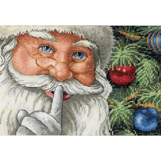 Picture of Gold Petite Santa's Secret Counted Cross Stitch Kit 7"X5" 18 Count