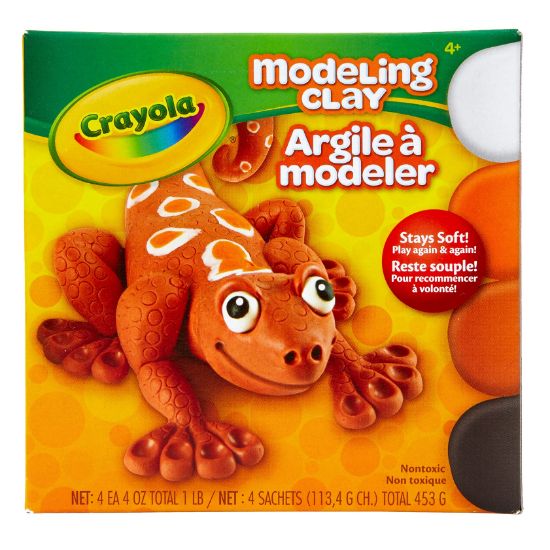 Picture of Crayola Modeling Clay 4oz 4/Pkg White, Black, Orange & Brown