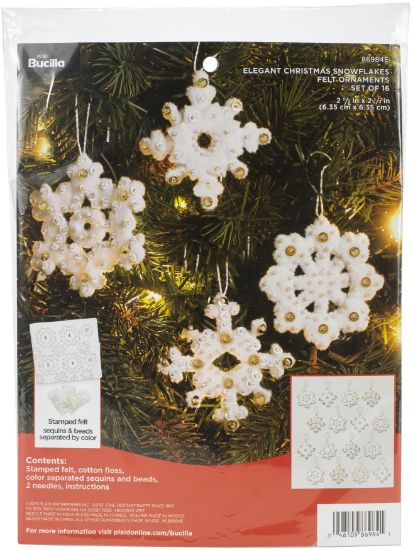 Picture of Bucilla Felt Ornament Applique Kit 16pcs Elegant Christmas Snowflakes 