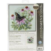 Picture of Butterfly & Daisies Counted Cross Stitch Kit 11"X11" 14 Count
