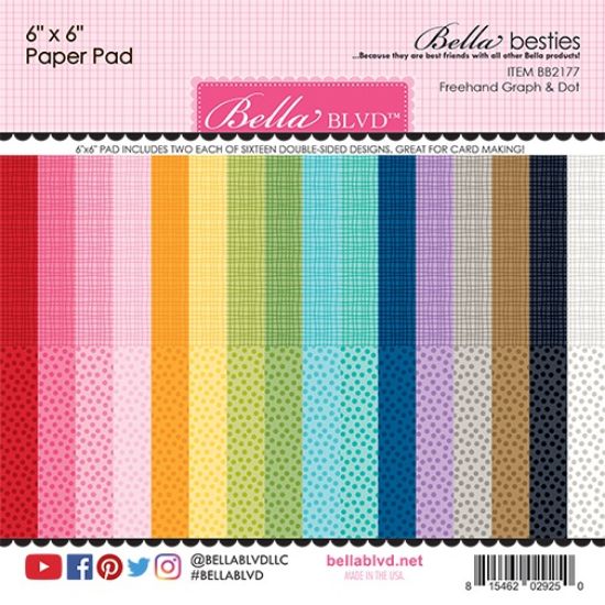 Picture of Bella Besties Double-Sided Paper Pad 6"X6" 32/Pkg Rainbow, 16 Designs/2 Each