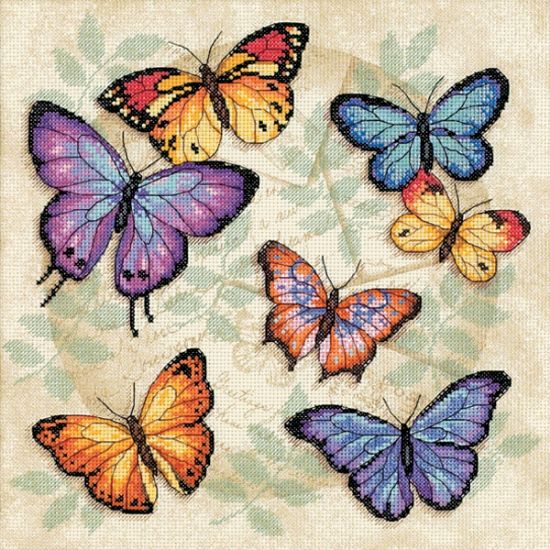 Picture of Butterfly Profusion Counted Cross Stitch Kit 11"X11" 14 Count