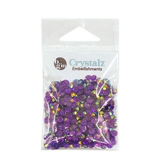 Picture of Buttons Galore Crystalz Clear Flat Back Gems-Plum