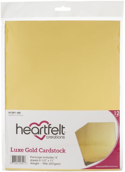 Picture of Heartfelt Creations Luxe Metallic Cardstock 8.5"X11" 12/Pkg Gold