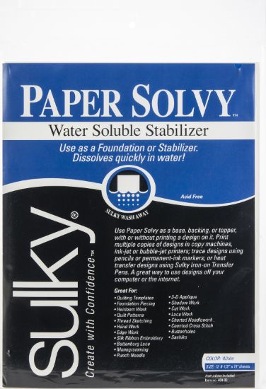 Picture of Paper Solvy Water-Soluble Stabilizer 8.5"X11" 12/Pkg