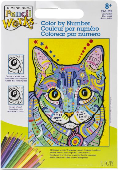 Picture of Pencil Works Color By Number Kit 9"X12" Colorful Cat