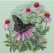 Picture of Butterfly & Daisies Counted Cross Stitch Kit 11"X11" 14 Count
