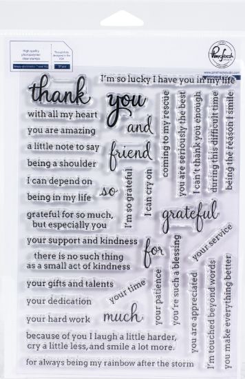 Picture of Pinkfresh Studio Clear Stamp Set 6"X8"-Thank You - Simply Sentiments