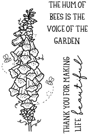 Picture of Creative Expressions 6"X4" Clear Stamp Set By Sam Poole-Foxglove & Bees