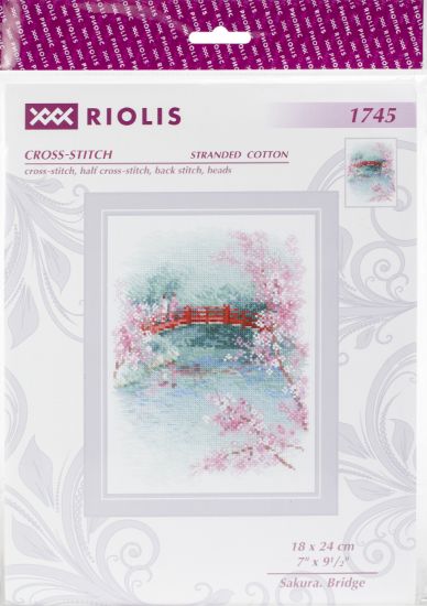 Picture of RIOLIS Counted Cross Stitch Kit 7"X9.5" Sakura Bridge (14 Count)
