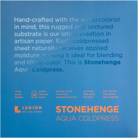 Picture of Stonehenge Aqua Block Coldpress Pad 10"X10" 15 Sheets/Pkg White 140lb