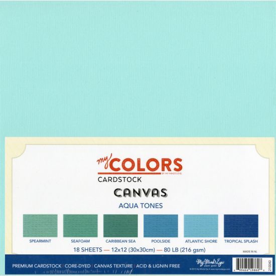 Picture of My Colors Canvas Cardstock Bundle 12"X12" 18/Pkg Aqua Tones