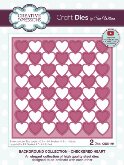 Picture of Creative Expressions Craft Dies By Sue Wilson-Checkered Heart Background 2/Pkg