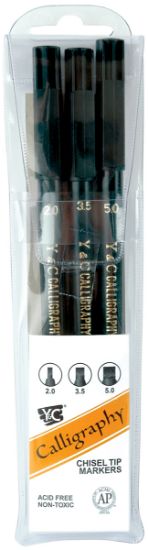 Picture of Calligraphy Chisel Tip Markers 3/Pkg Black