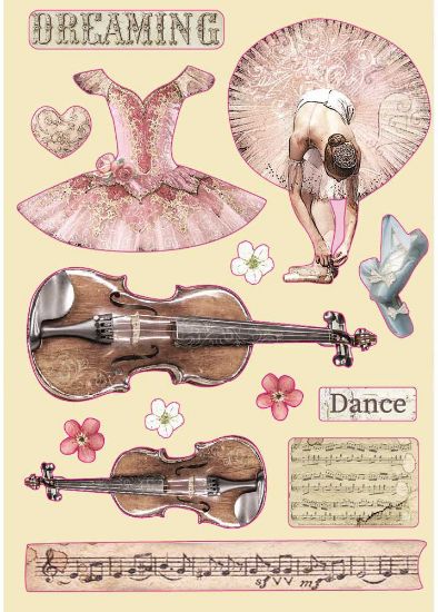 Picture of Stamperia Wooden Shapes A5 Violin & Dance, Passion