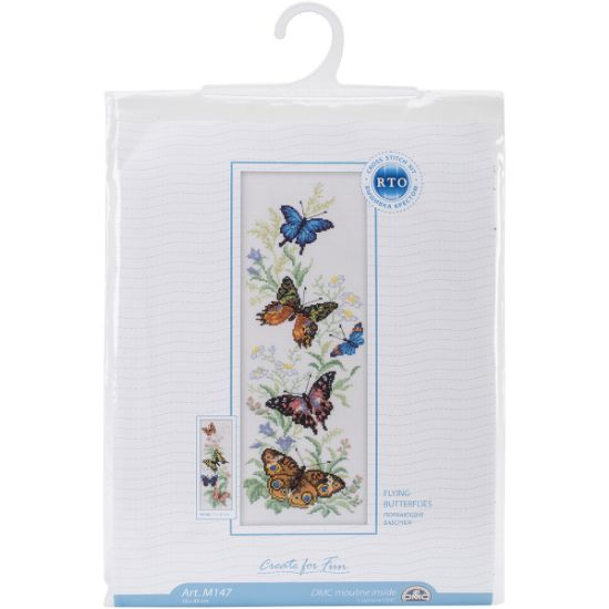 Picture of Flying Butterflies Counted Cross Stitch Kit 6.25"X17.75" 14 Count