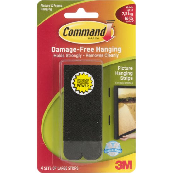Picture of Command Large Picture Hanging Strips Black 4 Sets/Pkg