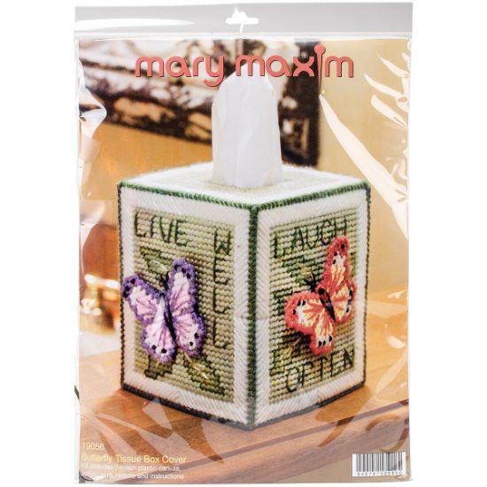 Picture of Butterfly Tissue Box Plastic Canvas Kit 5" 7 Count