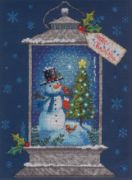 Picture of Dimensions Counted Cross Stitch Kit 9"X12" Snowman Lantern (14 Count)