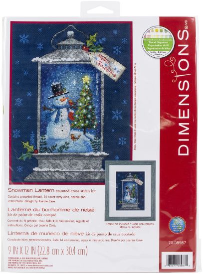 Picture of Dimensions Counted Cross Stitch Kit 9"X12" Snowman Lantern (14 Count)