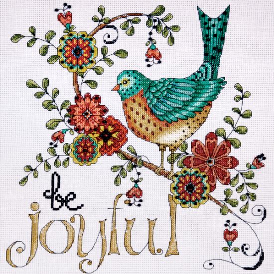 Picture of Heartfelt Be Joyful Counted Cross Stitch Kit 10"X10" 14 Count