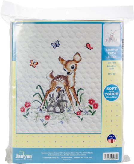 Picture of Janlynn Stamped Quilt Cross Stitch Kit 34"X34" Baby Deer-Stitched In Floss