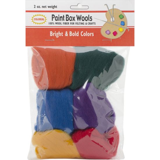 Picture of Paint Box Wools .33oz 6/Pkg Bright & Bold -Rd/Gld/Grn/Roy/Pur/Orn